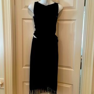 Cyrus Black Fringe 2pc black skirt set sz S